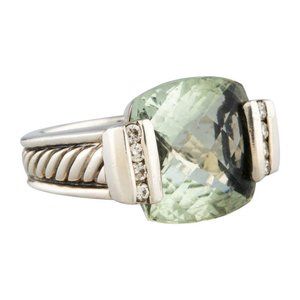 David Yurman Deco Prasiolite Diamonds Ring